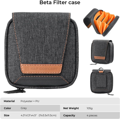 K&F Concept 4 in 1 Lens Filter Pouch - Up to 95mm, Waterproof Storage Wallet for ND UV CPL Filters