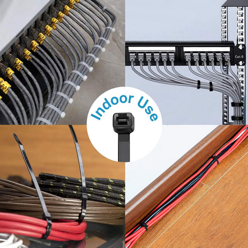SKALON 8 inch (1000 Pack), 40lbs Zip Ties Tensile Strength, Black Cable Ties, Wire Ties for indoor and outdoor use, by