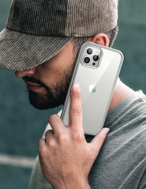SUPCASE for iPhone 13 Pro Max Case, Clear Shockproof Protective Phone Case with Screen Protector, Silver