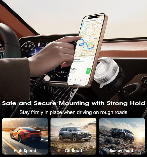 REOKILY 360 16 15 14 13 12 Strong Magnetic Car Phone Holder for MagSafe Ultra Vacuum Suction Cup Phone Mount Cell Phone