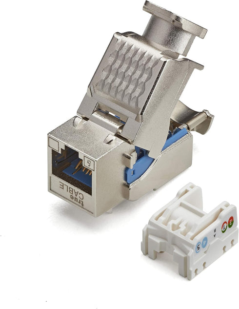 trueCABLE Shielded Cat6 Keystone Jack, Toolless, PoE++ 100W, UL Listed, ETL Verified, 2 Pack Modular RJ45 Female