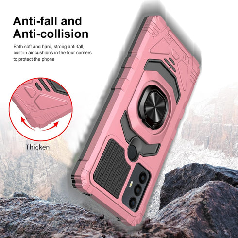 Ailiber Case for TCL 30 SE, with Screen Protector, Ring Kickstand for Magnetic Car Mount, Heavy Duty Shockproof Cover,