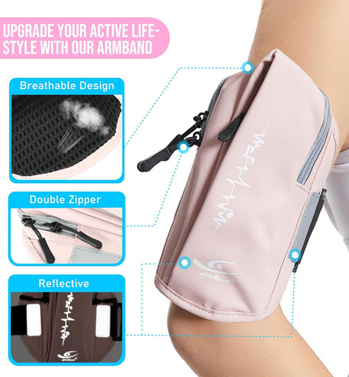 HiRui Universal Sports Armband, Comfortable Running Armband and Wristband Holder for iPhone 15/14/Plus/Pro/13 Samsung