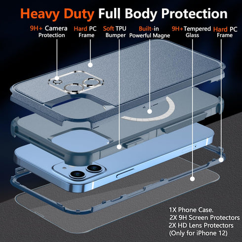 Diverbox iPhone 12 Case - Heavy Duty Shockproof, 15 FT Drop Protection, MagSafe Compatible, with Screen & Camera