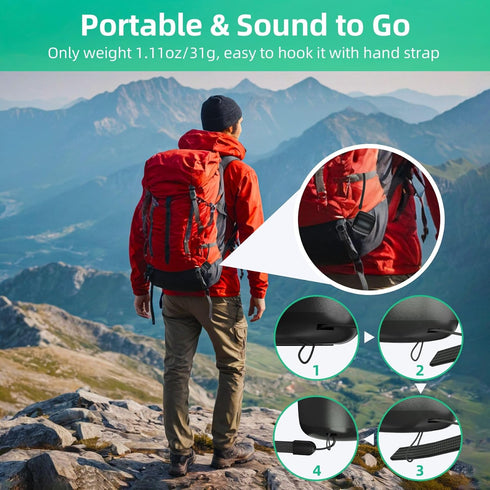 SEVENKA 2 Mini Speakers, 3W Portable Small Wireless Speaker with Lanyard, Water Resistant, Wireless Stereo Pairing