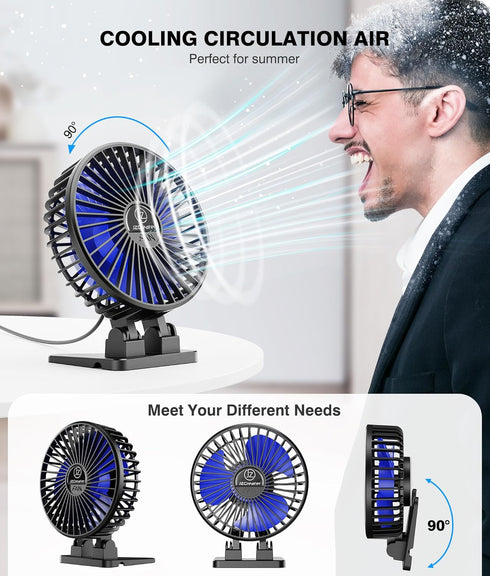 JZCreater USB Desk Fan, Mini Portable Fan with 3 Speeds, Strong Wind, Quiet Personal Fan for Home, Office, Travel