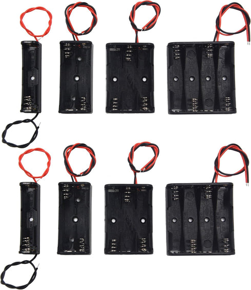 (Pack of 8) AAA Battery Holder Bundle, 2Pcs Single AAA, 2Pcs 2X 1.5V, 2Pcs 3 AAA, 2Pcs 4X 1.5V Battery Holders