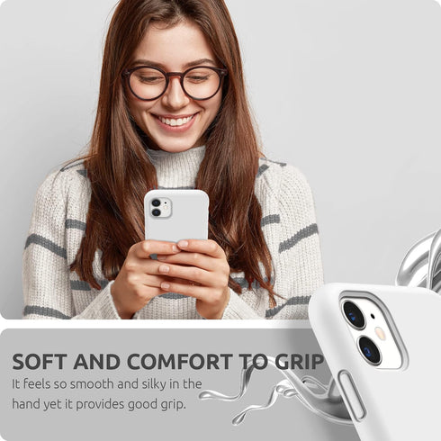 iPhone 11 Case - SURPHY Compatible with Thickening Design Liquid Silicone (with Microfiber Lining) - White