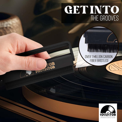 Vinyl Record Cleaning Kit, Includes Soft Velvet & Carbon Fiber Brush, Cleaning Solution, and Microfiber Cloth