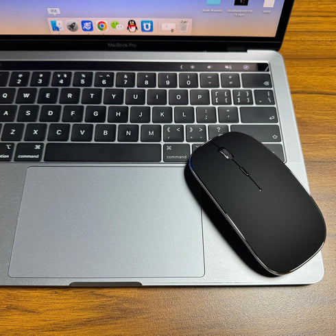 Rechargeable Bluetooth Mouse, Black, 450mAh Battery, 3 DPI Levels, Skin-Friendly