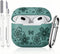 Silicone Case for AirPods 3rd Generation with Butterfly Flowers Engraved Design, Cleaner Kit & Keychain, Green