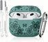 Silicone Case for AirPods 3rd Generation with Butterfly Flowers Engraved Design, Cleaner Kit & Keychain, Green