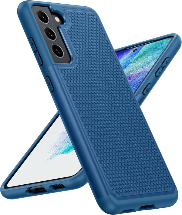 JXVM for Samsung Galaxy S21 FE Case, Dual Layer Protective Heavy Duty Cover, Military Protection Bumper, Blue Navy