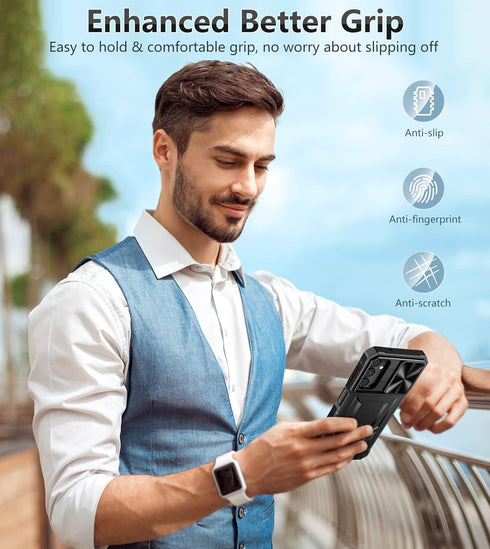FNTCASE Samsung Galaxy A14-5G Case (Black) - Protective Shockproof Rugged Military Grade Drop Protection with Kickstand