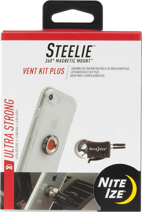 Nite Ize Steelie Vent Mount Kit Plus - Magnetic Car Vent Mount for Smartphones with 2x Holding Power