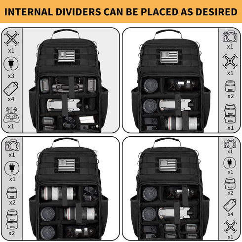 Drone Backpack for DJI Mavic Pro, Waterproof Camera Backpack for Nikon Canon Sony DSLR with Laptop Compartment