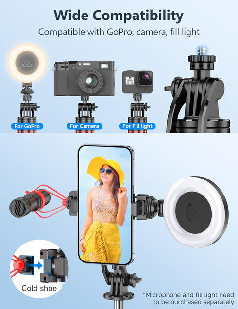SelfieShow 70'' 360 Magnetic Automatic Selfie Stick Travel Tripod for Cell Phone, Auto Opening Phone Tripod Stand