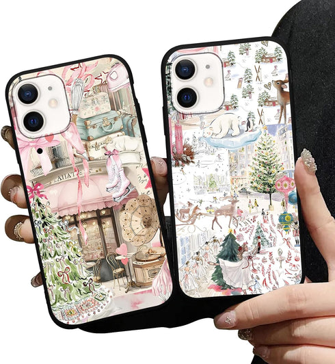Aoldimu Aesthetics Christmas Collage Phone Cases for iPhone 12/12 Pro Case Merry Christmas