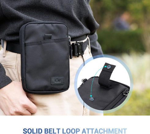 KIWIFOTOS Travel Cell Phone Pouch, Dual Phone Holster Crossbody Bag with Shoulder Strap for iPhone 15/14 Pro Max