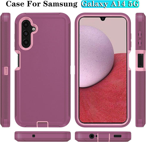 ONOLA Phone Case for Samsung Galaxy A14 5G, 2 Pack with HD Screen Protector, Durable Shockproof Cover