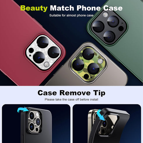WSKEN Matte Alloy Camera Lens Protector for iPhone 15 Pro/Pro Max, 9H Tempered Glass, Shatterproof, Scratch Resistant,