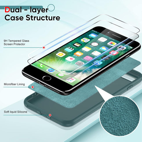 LeYi 8 7 2 Pack for iPhone Plus Case: iPhone Plus Case with Tempered Glass Screen Protectors, Shockproof Full-Body