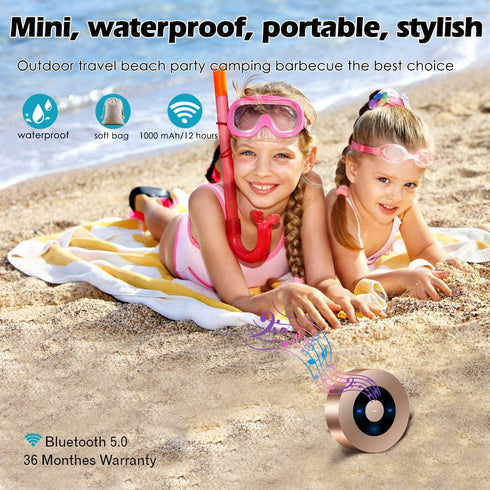 Smart LED Touch Play Bluetooth Speaker Portable Wireless Speakers with HD Sound / 12-Hour Playtime/Bluetooth 5.0 / Micro SD Support, for iPhone/ipad/Samsung/Tablet/Laptop/Notebook (Gold)