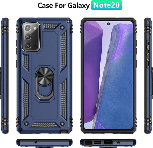 Samsung Galaxy Note 20 Case - Note20 5G Case with HD Screen Protectors, Military-Grade Metal Ring Holder Kickstand