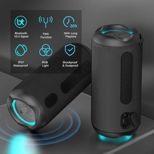 Generic Linkyou Bluetooth Speakers, Portable Wireless Speaker with 30W Stereo Sound, IPX7 Waterproof, 30 Hours Playtime