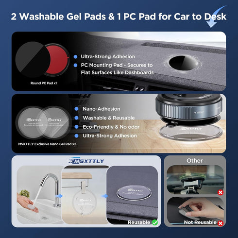 MSXTTLY 2026 360 Vacuum Magnetic Phone Holders for Your Car Suction Cup Phone Mount with Washable Nano Gel Pads
