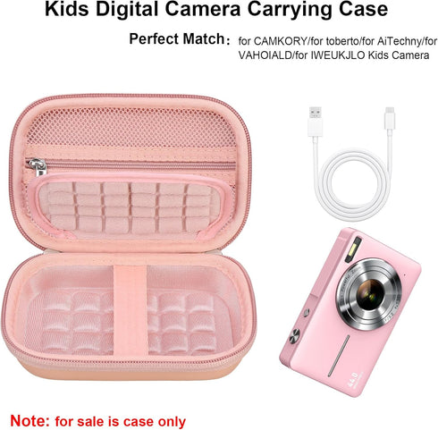 Digital Camera Carrying Case for CAMKORY/for toberto/for AiTechny/for VAHOIALD/for IWEUKJLO FHD 1080P Camera, Boys Girls Kids Compact Small Camera Travel Storage Cover Protective Bag,Rose Gold