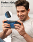 Samsung Galaxy S21-FE Phone Case, Dual-Layer Military Grade Drop Proof Cover with Kickstand, Blue