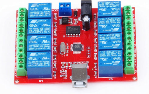 SRD-05VDC-SL-C 8-Way 5V Relay Module, Free Driver USB Control Switch for Intelligent Control