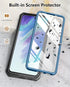 Samsung Galaxy S21-FE Phone Case, Dual-Layer Military Grade Drop Proof Cover with Kickstand, Blue