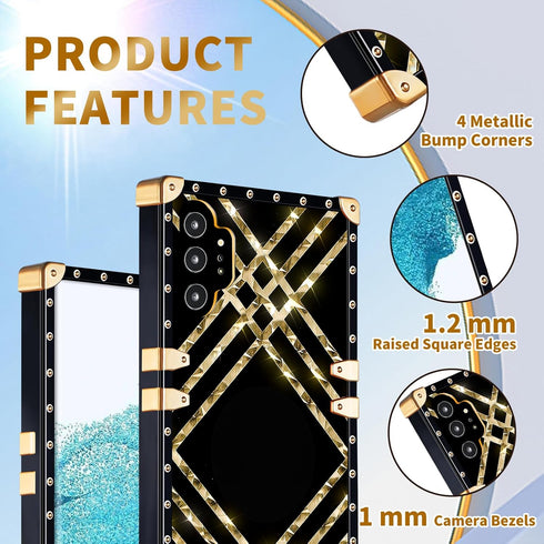 Loheckle Designer Square Phone Case for Galaxy Note 10 Plus, Stylish Aesthetics with Ring Stand Holder for Women Girls