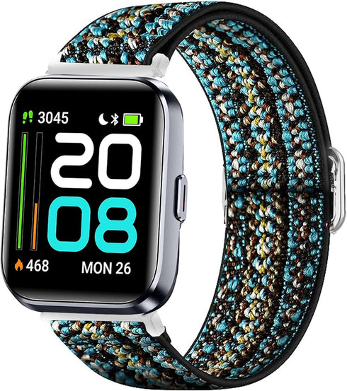 ID208 Plus Smart Watch Band, Lamshaw Stretch Nylon Adjustable Replacement Strap for Men & Women Compatible with Quican