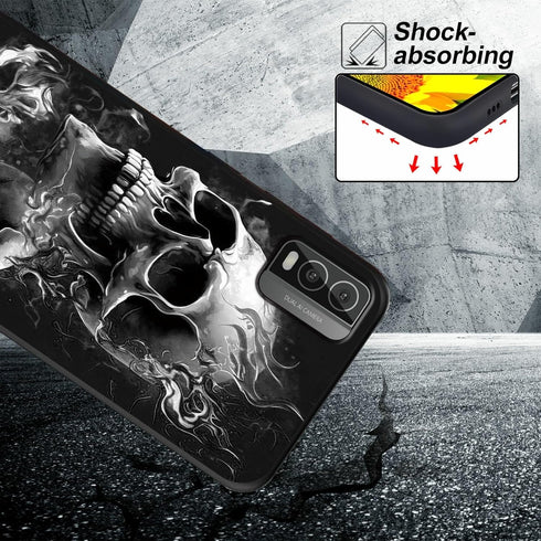 Ultra-Thin Soft Black TPU Shockproof Protection Case for Nokia C210 with Skull Design