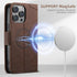 SINIANL Wallet Case for iPhone 15 Pro Max, Magnetic Leather Flip Folio Cover with Card Holder for Men Women, Brown
