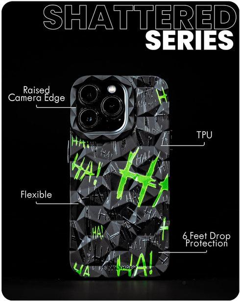 SIMPLYMDRN Jok3ster Case for iPhone 13 Pro, Glossy Shockproof Protective Shattered Series for Men, 6.1 Inch, Black
