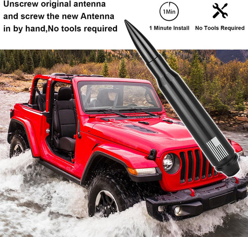 MFC 5.7" Black Antenna Mast - Compatible with Jeep Wrangler JK JL TJ Gladiator JT 1997-2024 Heavy Gauge Aluminum