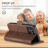 SINIANL Wallet Case for iPhone 15 Pro Max, Magnetic Leather Flip Folio Cover with Card Holder for Men Women, Brown