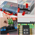 BT-168 269, 9V 18650 CR123A CR2 23A 4LR44 FULLCASE Double-Sided Battery Storage Organizer Case with Tester, Holds Fits
