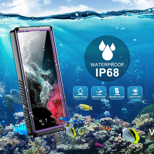 SPIDERCASE Waterproof Case for Samsung Galaxy S22 Ultra, Heavy Duty Shockproof with Built-in Screen Protector, Full