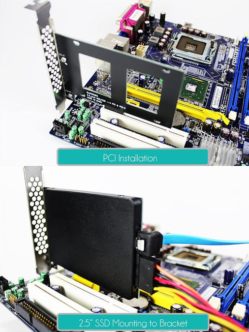 GLOTRENDS 2.5 inch SSD Mounting Bracket with SATA III Cable and SSD Screws for PCIe or PCI Slot Installation