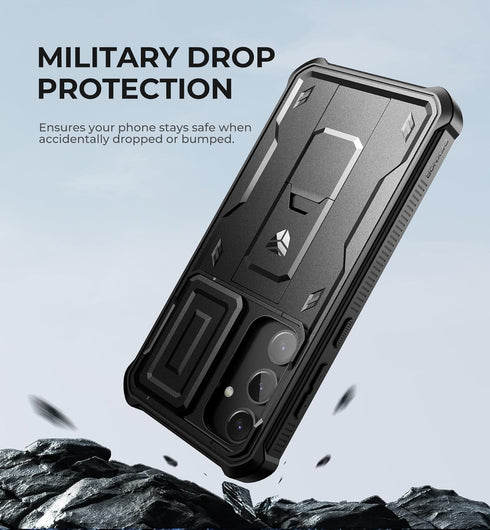 Dexnor Galaxy S24 Plus Case, Shockproof Full-Body Bumper, Built-in Slide Camera Cover, Screen Protector & Kickstand,