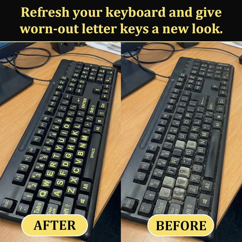 Qulkws 2 PCS Universal English Large Lettering Keyboard Stickers, English Keyboard Stickers, Big Bright Yellow
