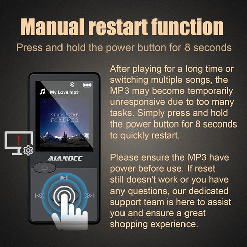 Aiandcc Mp3 5.3 Mp3 32GB Player with Bluetooth HiFi Sound, Player with FM Radio, Mini Music Player for Kids Adults
