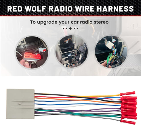 RED WOLF Radio Harness for Ford 2003-Up F150 Focus Explorer Lincoln MKX, Aftermarket Stereo Power Speaker Wiring Harness