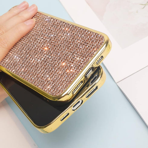 LUVI Fusicase for iPhone 11 Pro, Cute Bling Diamond Case with Rhinestone Crystal, Rose Gold