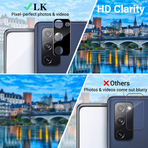 Samsung Galaxy S20 FE 5G Screen Protector 3 Pack + Camera Lens Protectors, 9H Tempered Glass, Easy Install [Not for